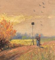 Somogyi E. jelzéssel: Hazafelé. Olaj, fa, 18x31,5 cm