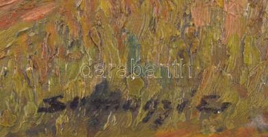 Somogyi E. jelzéssel: Hazafelé. Olaj, fa, 18x31,5 cm