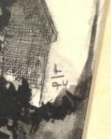 Olvashatatlan (L 74?) jelzéssel: Templom. Tus, papír, üvegezett fa keretben, 18,5x23 cm