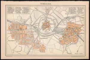 cca 1900 Temesvár városának térképe, 1:28.500, Pallas Nagy Lexikona, Bp., Pallas, 15,5x24 cm