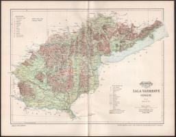 1894 Zala vármegye térképe,1:520.000, tervezte: Gönczy Pál, Pallas Nagy Lexikona, Bp., Posner, 23,5x29,5 cm