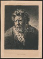 Rembrandt van Rynnak tulajdonítva, Jules-Ferdinand Jacquemart (1837-1880) metszése: Vieillard arcképe. Metszet, papír, 17,5x13,5 cm.