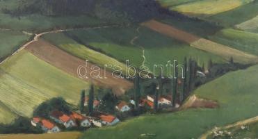 Jelzés nélkül: Táj. Olaj, karton, 27x42,5 cm