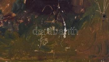 Jelzés nélkül: Csatajelenet. Olaj, fa, hátoldalán töredékes MNG bírálati címkével, sarkainál és jobb...