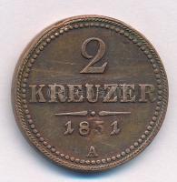 Ausztria 1851A 2kr Cu T:2 kis ph. Austria 1851A 2 Kreuzer Cu C:XF small edge error KM# 2189