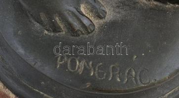 Pongrácz (Popper) B. Szigfrid (1872-1929): Akt kis faun gyerekkel. Bronz, m: 37 cm + márvány talapza...