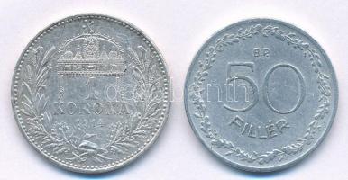 1914KB 1K Ag "Ferenc József" + 1966. 50f Al T:2 Adamo K5.1,F5.1