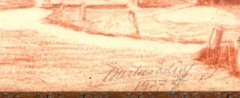 Bartus Ödön (1888-1950): Miskolc belvárosi evangélikus templom. Pasztell, papír. Jelzett. 31x23 cm K...