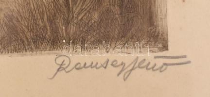 Remsey Jenő (1885-1980): Erdőszéle. Rézkarc, papír, jelzett, üvegezett fa keretben, 29,5x39 cm