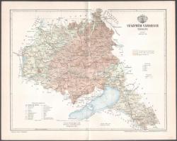 1897 Veszprém vármegye térképe,1:430.000, tervezte: Gönczy Pál, Pallas Nagy Lexikona, Bp., Posner, 24x30 cm