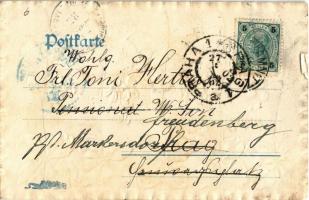 1902 Fröhliche Ostern! / Easter greeting postcard, Emb. litho (wet damage)