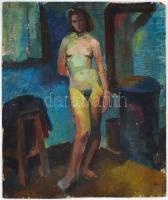 Komáromi-Kacz jelzéssel: Álló akt. Olaj, fa, sérült,  56×46 cm