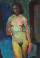 Komáromi-Kacz jelzéssel: Álló akt. Olaj, fa, sérült,  56×46 cm