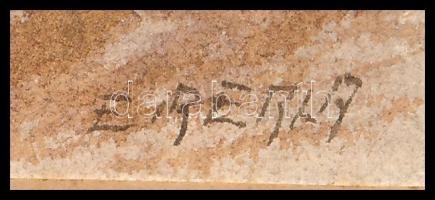 E. Berla jelzéssel: Patakpartnál. Akvarell, papír, kartonra kasírozva, teteje kissé foltos, 18×13 cm