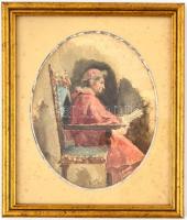 Kéméndy Jenő (1860-1925): Bíboros portréja. Akvarell, papír, foltos, jelzett (Kéméndy J. München 189...
