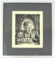 Aba-Novák Vilmos (1894-1941): Tarjáni Simkovics Jenő portréja. Rézkarc, papír, jelzés nélkül, restau...