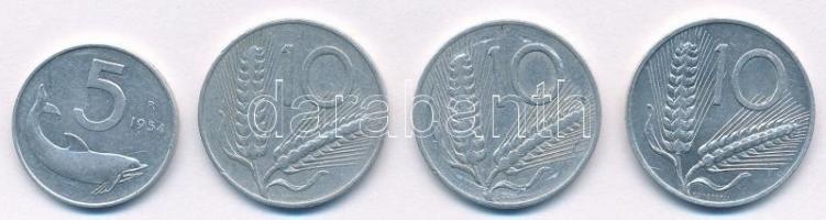 Olaszország 1954R 5L Al + 1952. 10L Al + 1953. 10L Al + 1956. 10L Al T:2 Italy 1954R 5 Lire Al + 1952. 10 Lire Al + 1953. 10 Lire Al + 1956. 10 Lire Al C:XF Krause KM#92,93