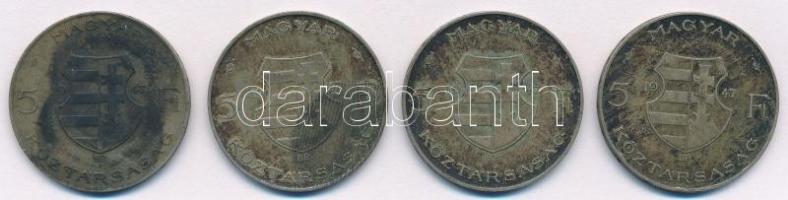 1947. 5Ft Ag "Kossuth" (4x) T:2,2- ph. patina
Adamo F8.1