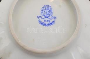 Herendi Viktória mintás porcelán tálka, kézzel festett, jelzett, kopásnyomokkal, d: 11 cm