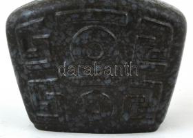 Iparművész mázas kerámia váza, jelzés nélkül, az alján lepattanásokkal, m: 17 cm