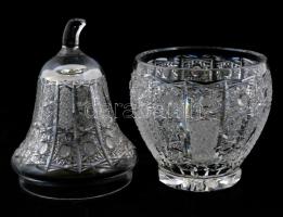 Körte alakú ólomkristály bonbonier, metszett, kis kopásnyomokkal, m: 20 cm