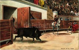 Salida de el toro / Spanish folklore, bullfight, matadore. litho