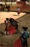 Una Verónica / Spanish folklore, bullfight, matadore. litho (cut)