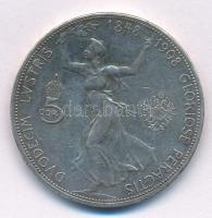 Ausztria 1908. 5K Ag "Ferenc József - Jubileum" tanúsítvánnyal, műanyag dobozban T:2,2- pa...