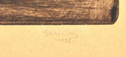 Gallé Tibor (1896-1944): Faluvége. Rézkarc, papír, jelzett és datált (Gallé Tibor 1928), számozott (...