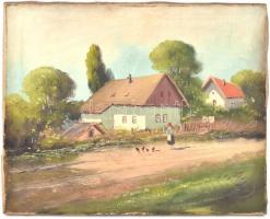 Lajtai (?) jelzéssel: Falusi udvar. Olaj, vászon, 40×50 cm