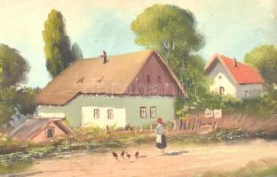 Lajtai (?) jelzéssel: Falusi udvar. Olaj, vászon, 40×50 cm