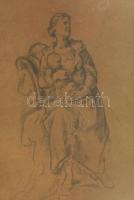 Liezen-Mayer Sándor (1839-1898): Anya gyermekével. Ceruza, papír, jelzett (keret által félig fedve), bal alsó sarkában Gábor Ignác gyűjteményi szárazpecséttel, lap teteje kissé foltos, 42×32 cm