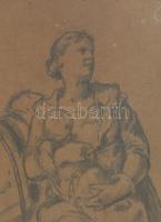 Liezen-Mayer Sándor (1839-1898): Anya gyermekével. Ceruza, papír, jelzett (keret által félig fedve),...