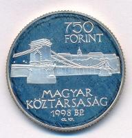 1998. 750Ft Ag "Budapest 125 éves" eredeti tokban T:PP kis patina, homályos Adamo EM149