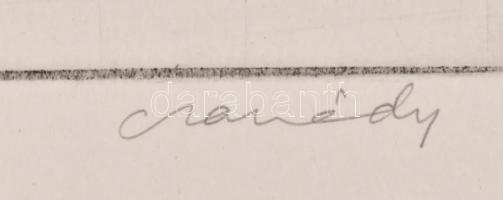 Csanády András (1929-): II. Endre/András magyar király, rézkarc, papír, jelzett, 39×29 cm