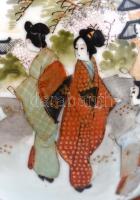 Japán porcelán kiöntő, kézzel festett, aranyozott, jelzett, apró kopásokkal, lepattanással m: 12 cm