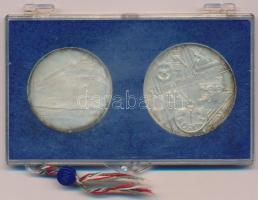 1974. 50Ft Ag "50 éves az MNB" + 100Ft Ag "50 éves az MNB" plasztik tokban T:BU ...