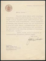 1939 Bp., Dohányjövedék Központi Igazgató fejléces levélpapírjára írt levél, aláírással
