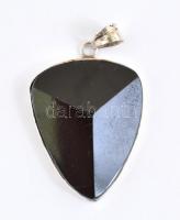 Ezüst(Ag) fazettáltra csiszolt ónix medál, jelzett, h: 4,5 cm, bruttó: 10,91 g