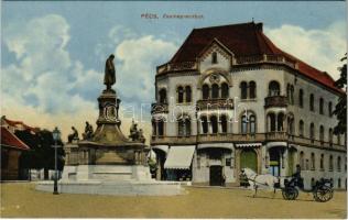 Pécs, Zsolnay szobor, lovashintó, üzlet