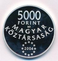 2004. 5000Ft Ag "Magyarország az Európai Unió tagja" eredeti tokban, tanúsítvánnyal T:PP A...
