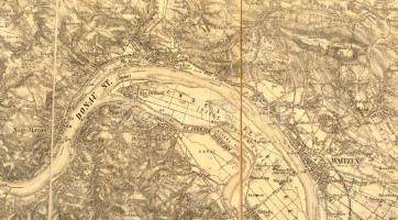 cca 1910 Nógrád és Vác környéke. Katonai térkép vászonon 51x38 cm