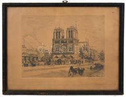 André de S.... jelzéssel: Párizs, Notre Dame. Rézkarc, papír, datált a dúcon (915), üvegezett fa keretben, 24×29 cm