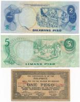 Fülöp-szigetek 1943. 1P 1978-1985. 2P + 5P T:III,II
Philippines 1943. 1 Peso + 1974-1985. 2 Pesos +...