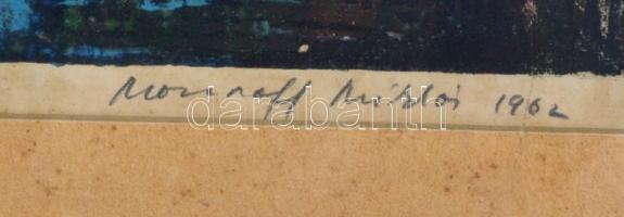 Mazsaroff Miklós (1929-1997): Tapolcai tó: Színes linómetszet, papír, jelzett és datátlt, üvegezett ...