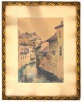 Winkery (?) 927 jelzéssel: Miskolc. Akvarell, ceruza, papír, üvegezett fa keretben, 31x23 cm