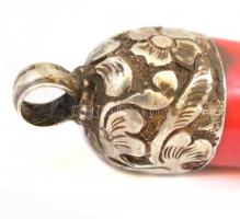 Ezüst(Ag) foglalatú korall és türkiz medál, jelzetlen, h: 4 cm, bruttó: 13,83 g