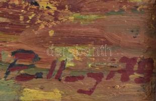 Pallagi Tamás (?-): Őszi táj. Miskolc környéke. Olaj, farost, fa keretben, 33x40 cm