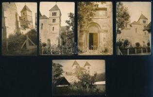 1914 Ócsa, templom, 5 db fotó, 5,5×8,5 cm