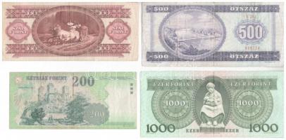 4db-os bankjegy tétel, benne 1983. 1000Ft "C" + 1990. 500Ft + 1992. 100Ft + 2005. 200Ft &q...